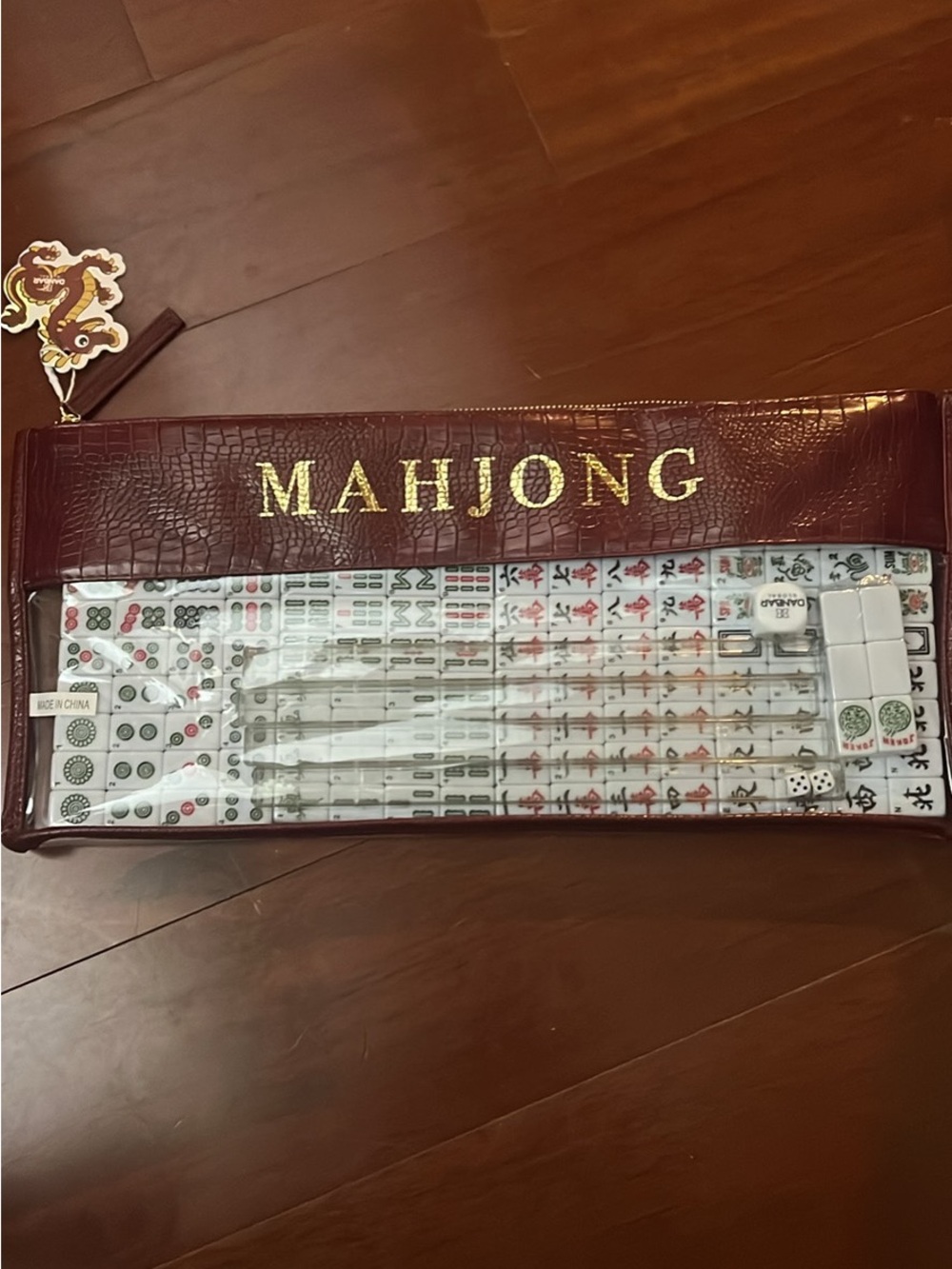 Burgundy Travel Game Bag with Tiles